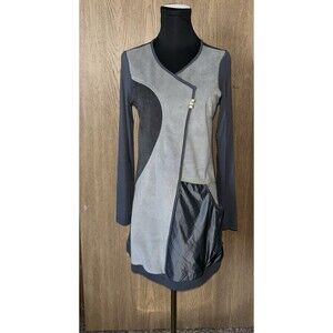 Dolcezza Art To Wear Grey Long Sleeve Fleece/Stretch Womens Small Tunic Dress